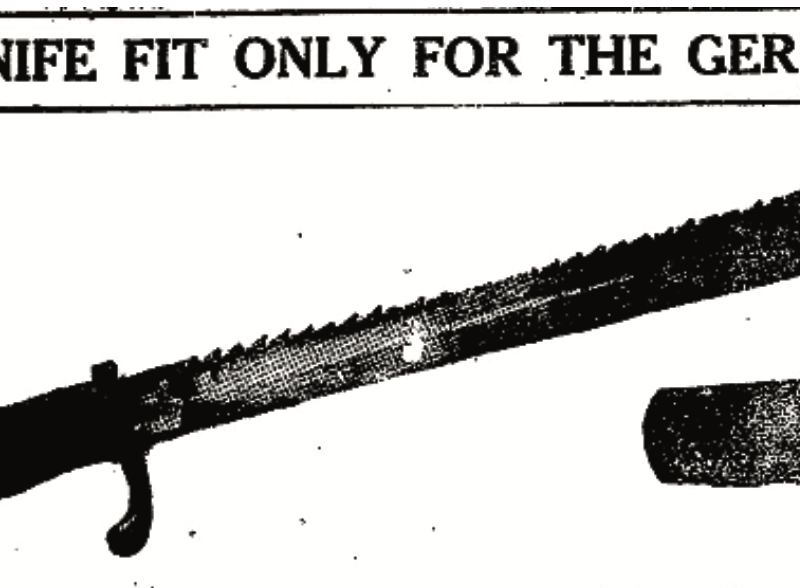 Image of a knife with text: "A knife fit only for the Germans"
