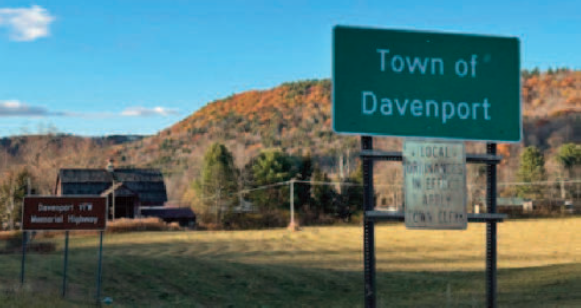 Image of a sign labeled Town of Davenport