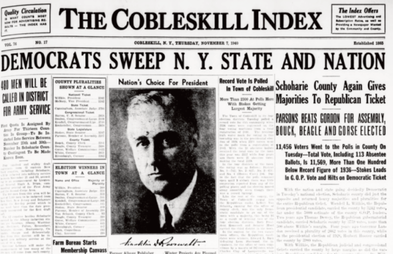 November 1940 in Cobleskill Newspaper